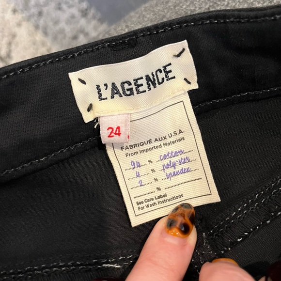 L'AGENCE Margot High Rise Foil Cheetah Print Skinny Jeans Black Size 24 NWT - Picture 6 of 14